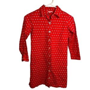 Kayce Hughes Girls Size 8 Shirt Dress Long Sleeve Button Down‎ Red Blue Camera